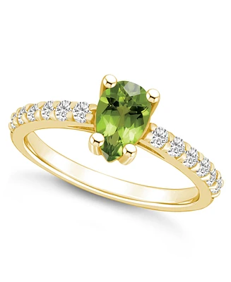 Macy's Peridot (1 Ct. T.w.) and Diamond (1/3 Ring 14K Yellow Gold