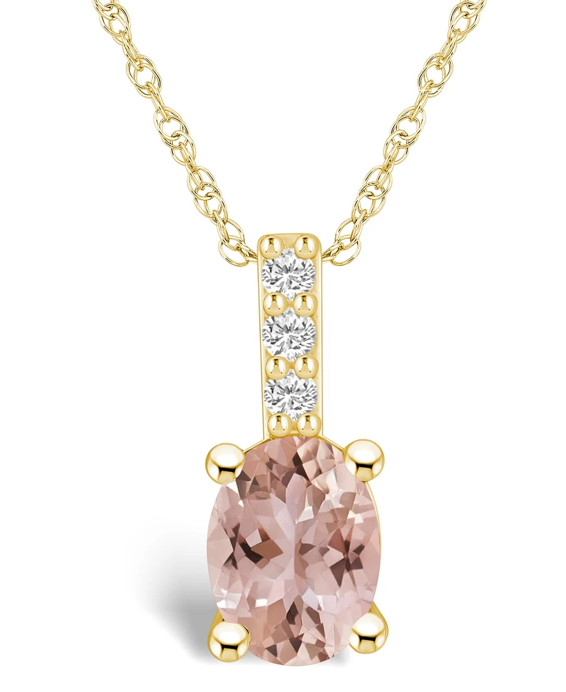 Macy's Morganite (1-1/7 Ct. T.w.) and Diamond Accent Pendant Necklace in 14K Yellow Gold