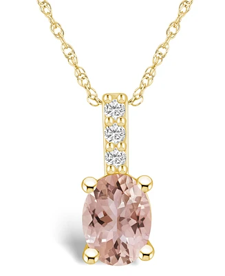 Macy's Morganite (1-1/7 Ct. T.w.) and Diamond Accent Pendant Necklace in 14K Yellow Gold