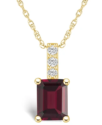 Macy's Garnet (2 Ct. T.w.) and Diamond Accent Pendant Necklace in 14K Yellow Gold