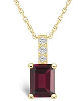 Macy's Garnet (2 Ct. T.w.) and Diamond Accent Pendant Necklace in 14K Yellow Gold