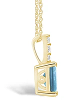 Macy's Aquamarine (1-3/8 Ct. T.w.) and Diamond Accent Pendant Necklace in 14K Yellow Gold