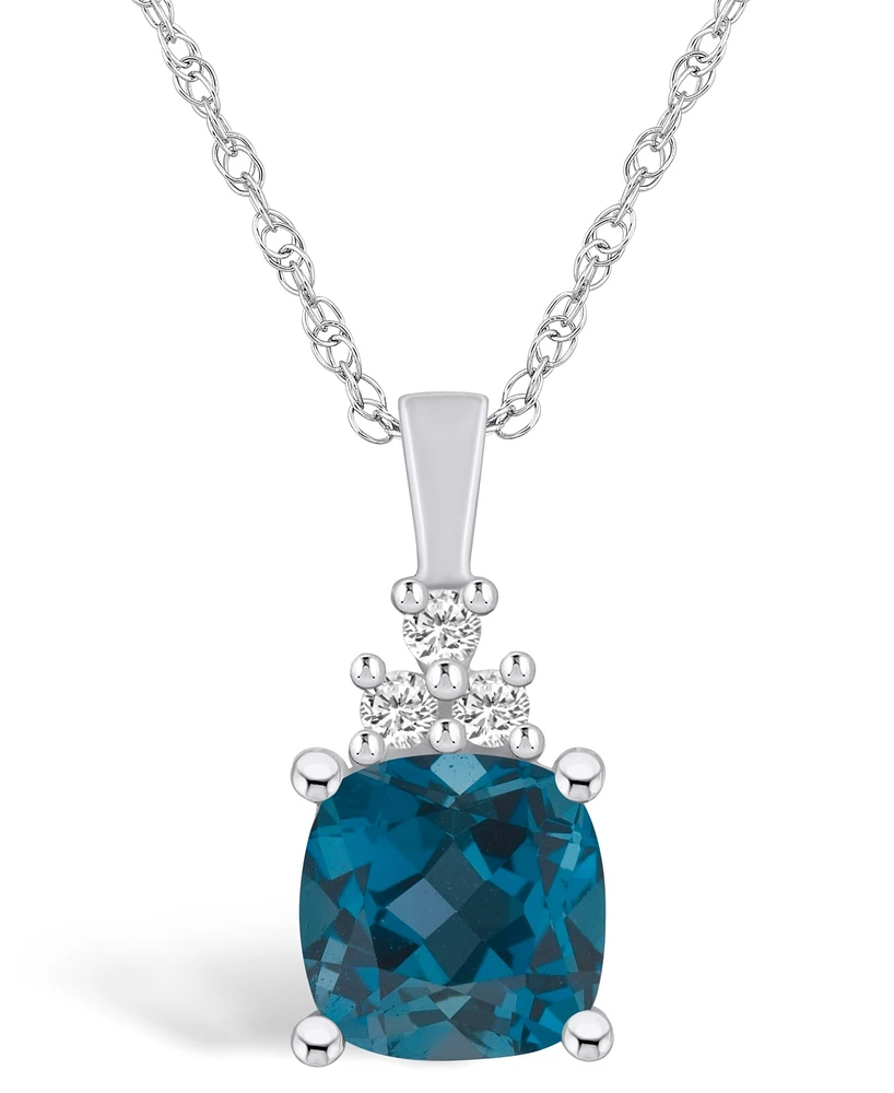 Macy's London Blue Topaz (2-3/4 Ct. T.w.) and Diamond (1/10 Ct. T.w.) Pendant Necklace in 14K Gold