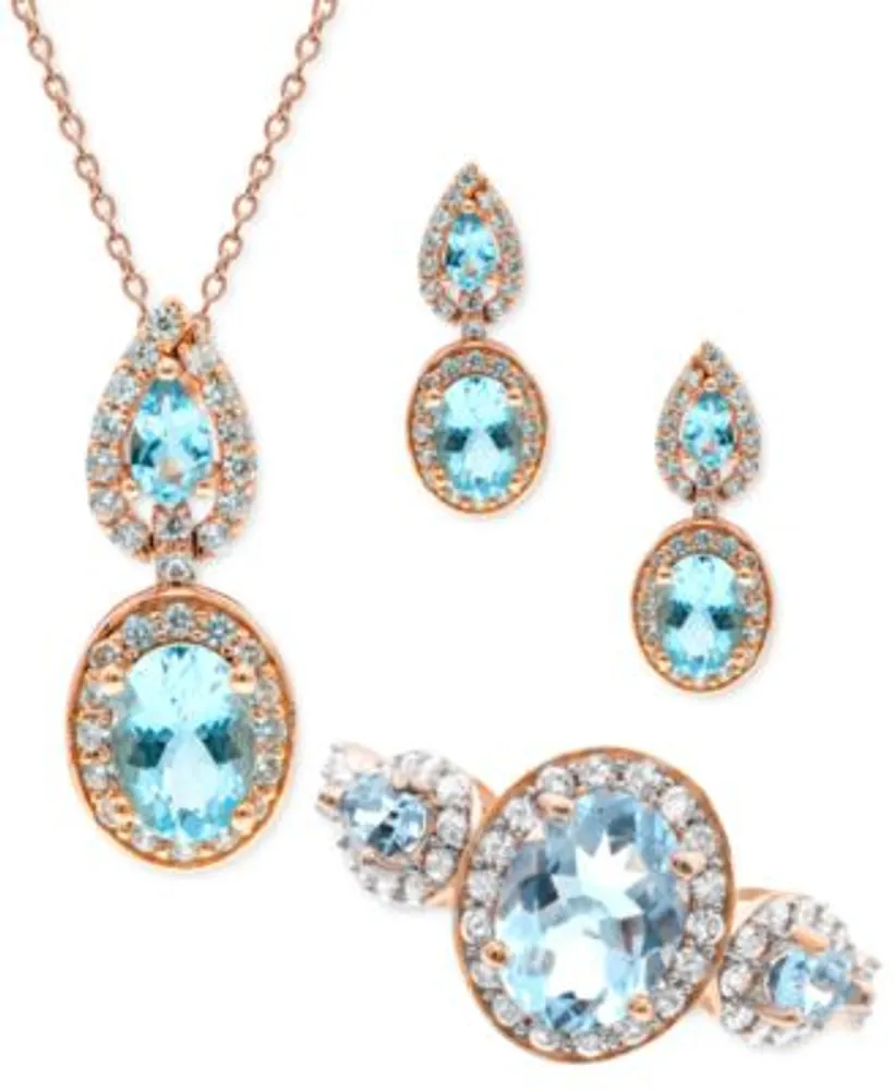 Aquamarine Diamond Jewelry Collection In 14k Rose Gold