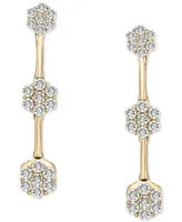 Wrapped in Love Diamond Triple Flower Cluster Drop Earrings (1-1/2 ct. t.w.) in 14k Gold, Created for Macy's