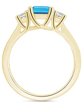 Macy's Blue Topaz and Diamond Ring (2 ct.t.w 1/4 ct.t.w) 14K Yellow Gold