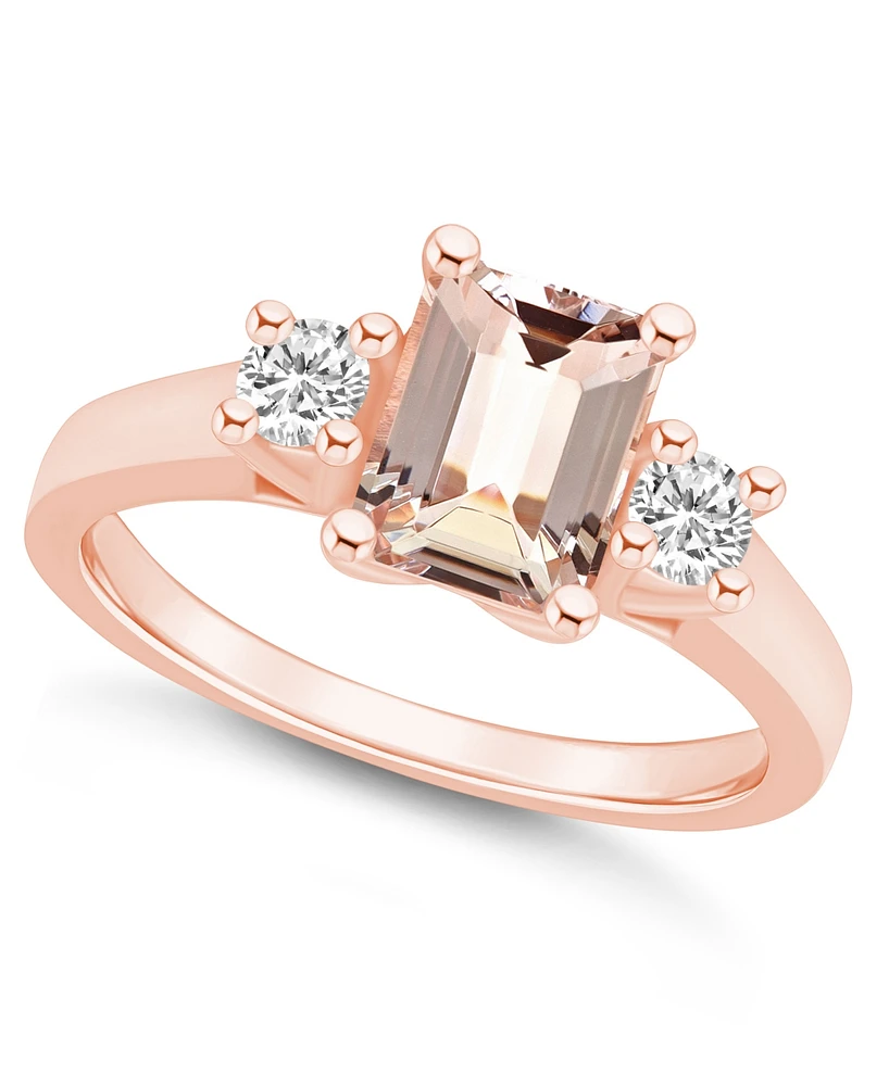 Macy's Morganite and Diamond Ring (1-3/8 ct.t.w 1/4 ct.t.w) 14K Rose Gold