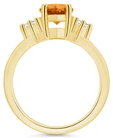Macy's Citrine and Diamond Ring (1-3/4 ct.t.w 1/10 ct.t.w) 14K Yellow Gold