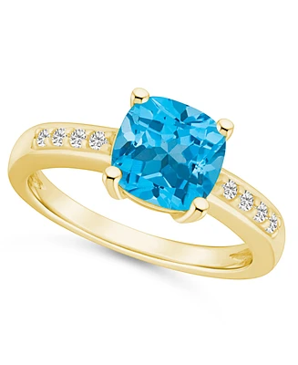 Macy's Blue Topaz and Diamond Ring (2-3/4 ct.t.w 1/8 ct.t.w) 14K Yellow Gold