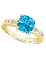 Macy's Blue Topaz and Diamond Ring (2-3/4 ct.t.w 1/8 ct.t.w) 14K Yellow Gold