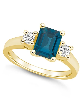 Macy's London Blue Topaz and Diamond Ring (2 ct.t.w 1/4 ct.t.w) 14K Yellow Gold