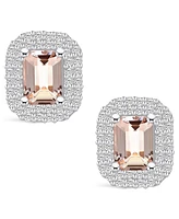 Macy's Morganite (1-3/4 ct. t.w.) and Diamond (3/4 ct. t.w.) Halo Stud Earrings in 14K Gold