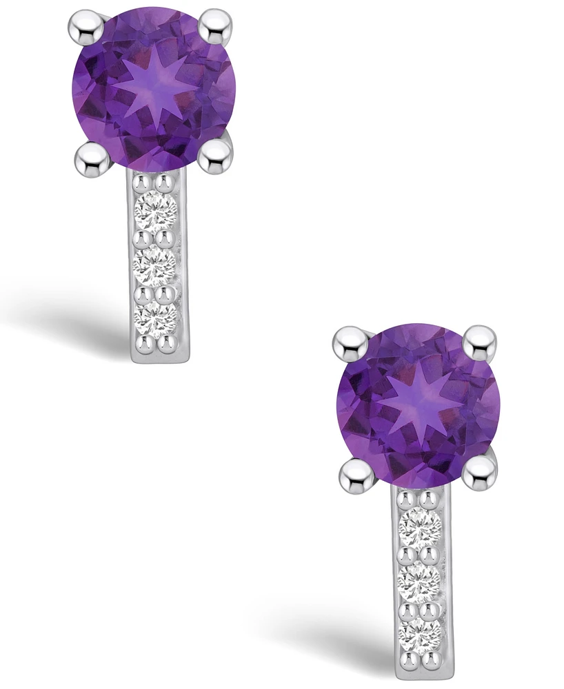 Macy's Amethyst (1-1/2 ct. t.w.) and Diamond (1/8 ct. t.w.) Stud Earrings in 14K Gold