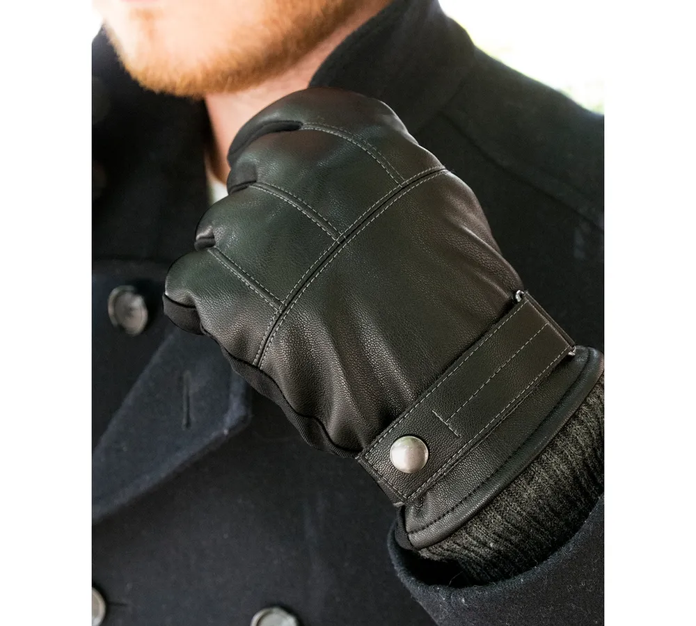 Isotoner Signature Men's Insulated Faux-Leather Touchscreen Gloves