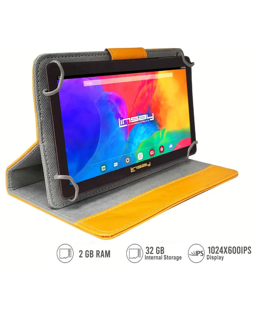 Linsay New 7" Tablet Bundle with Orange Case, Pop Holder and Pen Stylus with 2GB Ram 64GB Android 13