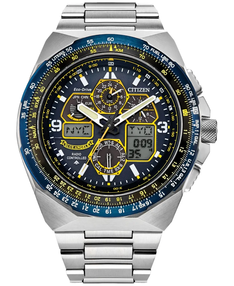 Citizen Eco-Drive Men's Chronograph Promaster Blue Angels Air Skyhawk Stainless Steel Bracelet Watch 46mm - Limited Edition