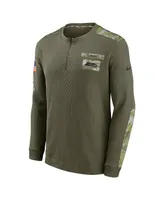 Men's Nike Olive Seattle Seahawks 2021 Salute To Service Henley Long Sleeve Thermal Top