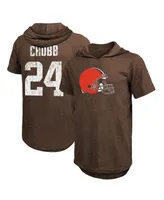 Men's Majestic Threads Nick Chubb Brown Cleveland Browns Player Name and Number Tri-Blend Hoodie T-shirt