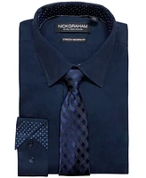 Nick Graham Men's Modern-Fit Stretch Dress Shirt & Tonal Plaid Tie Set