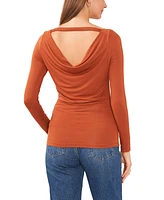 1.state Women's Long Sleeve Cowl with Cross Strap Top