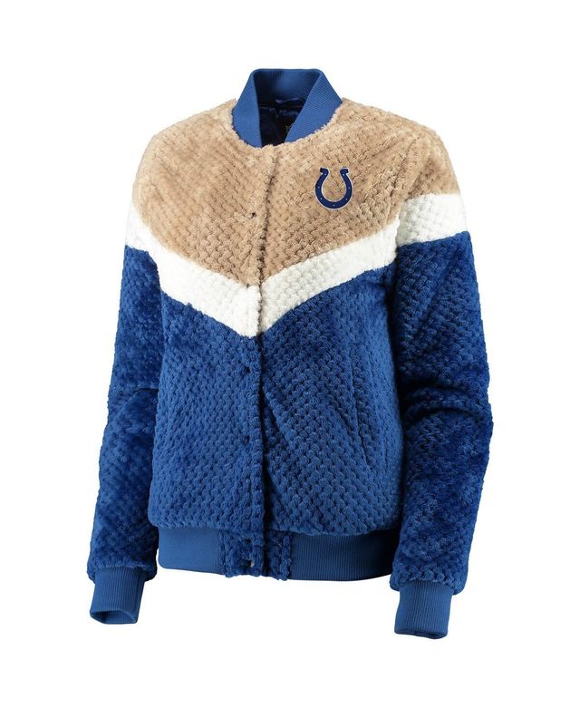 Women's G-iii 4Her by Carl Banks Royal, Cream Indianapolis Colts Riot Squad Sherpa Full-Snap Jacket