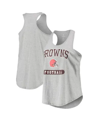 Women's Cleveland Browns Heathered Gray Plus Team Racerback Tank Top