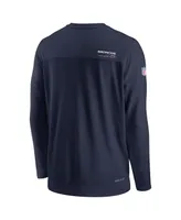 Men's Nike Navy Denver Broncos 2022 Sideline Coach Chevron Lock Up Performance Long Sleeve T-shirt