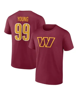 Men's Fanatics Chase Young Burgundy Washington Commanders Player Icon Name and Number T-shirt