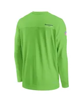 Men's Nike Neon Green Seattle Seahawks 2022 Sideline Coach Chevron Lock Up Performance Long Sleeve T-shirt