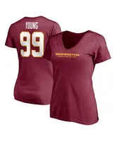 Women's Fanatics Chase Young Burgundy Washington Football Team Player Icon Name and Number V-Neck T-shirt