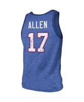 Men's Majestic Threads Josh Allen Royal Buffalo Bills Name & Number Tri-Blend Tank Top