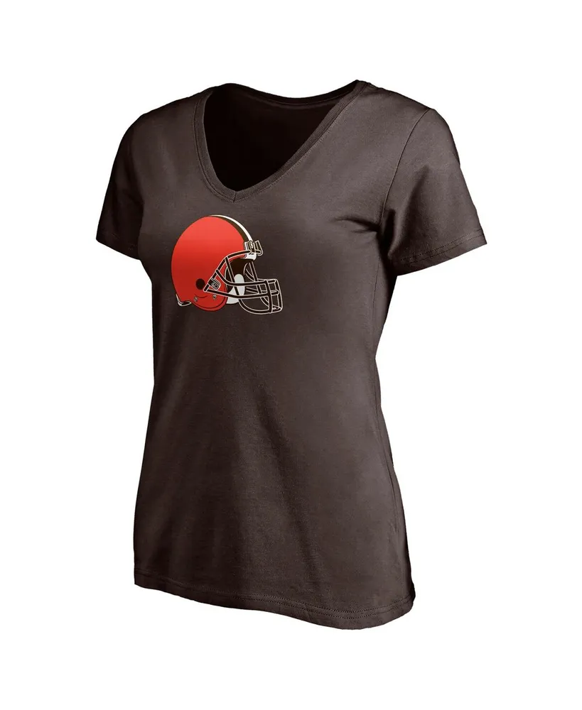 Women's Fanatics Nick Chubb Brown Cleveland Browns Player Icon Name and Number V-Neck T-shirt