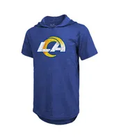 Men's Majestic Threads Odell Beckham Jr. Royal Los Angeles Rams Player Name & Number Tri-Blend Hoodie T-shirt