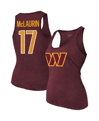 Women's Majestic Threads Terry McLaurin Burgundy Washington Commanders Player Name & Number Tri-Blend Tank Top