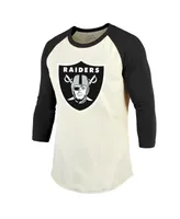 Men's Majestic Threads Davante Adams Cream, Black Las Vegas Raiders Player Name & Number Raglan 3/4-Sleeve T-shirt