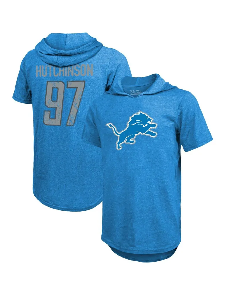 Men's Majestic Threads Sam Darnold Blue Carolina Panthers Player Name & Number Tri-Blend Hoodie T-Shirt