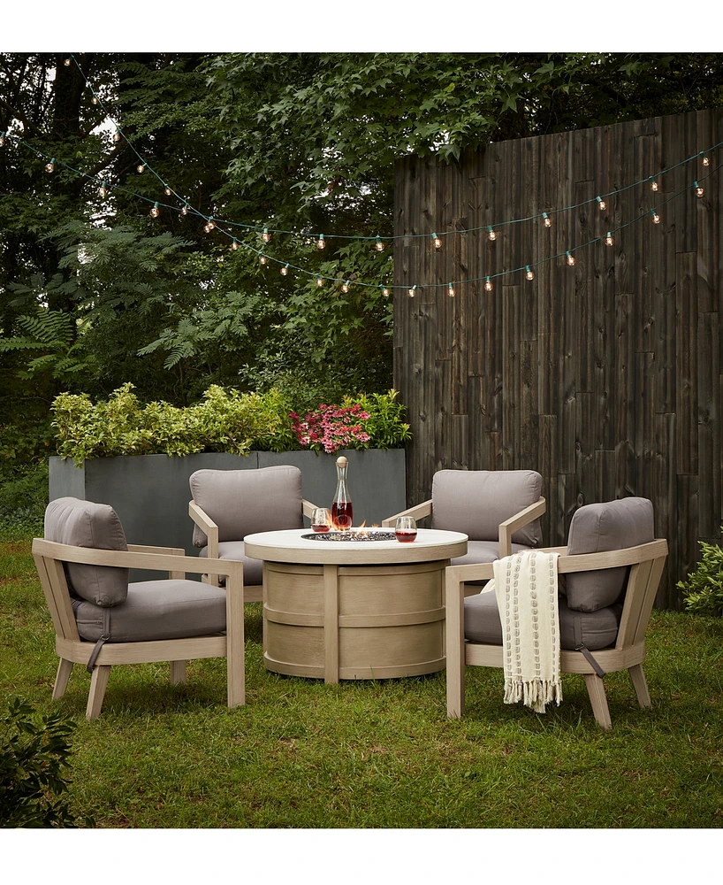 Reid Outdoor 5-Pc. Chat Set (1 Fire Pit & 4 Club Chairs), Created for Macy's