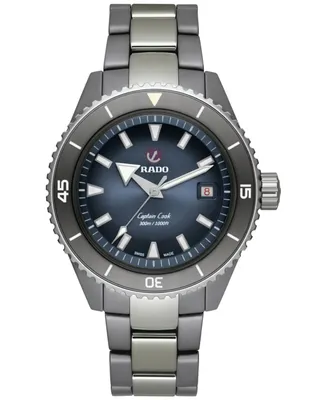 Rado Men's Swiss Automatic Captain Cook Diver Silver Ceramic Bracelet Watch 43mm