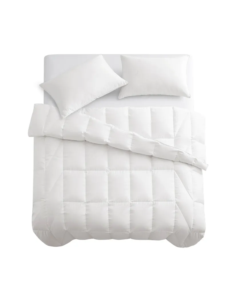 Unikome Medium Warmth No Noise White Goose Down Feather Fiber Comforter, Full/Queen