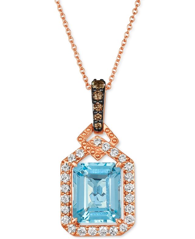Le Vian Blue Topaz (3-1/2 ct. t.w.) & Diamond (1/2 ct. t.w.) Adjustable 20" Pendant Necklace in 14k Rose Gold