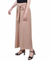 Ny Collection Petite Solid Maxi Skirt with Sash Waist Tie