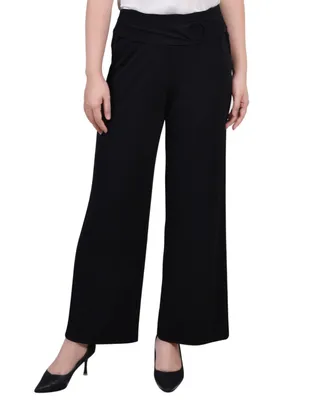 Ny Collection Petite Cropped Solid Pull On Pants with Sash