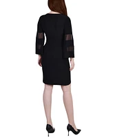 Ny Collection Petite Sheer-Sleeve Wrap Dress