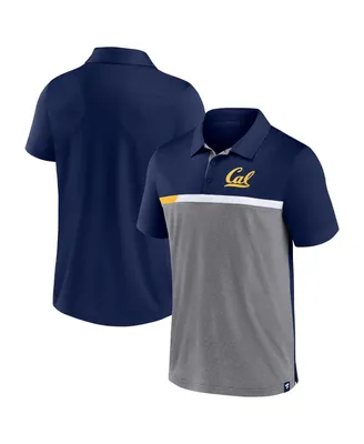 Men's Fanatics Navy and Heathered Gray Cal Bears Split Block Color Polo Shirt
