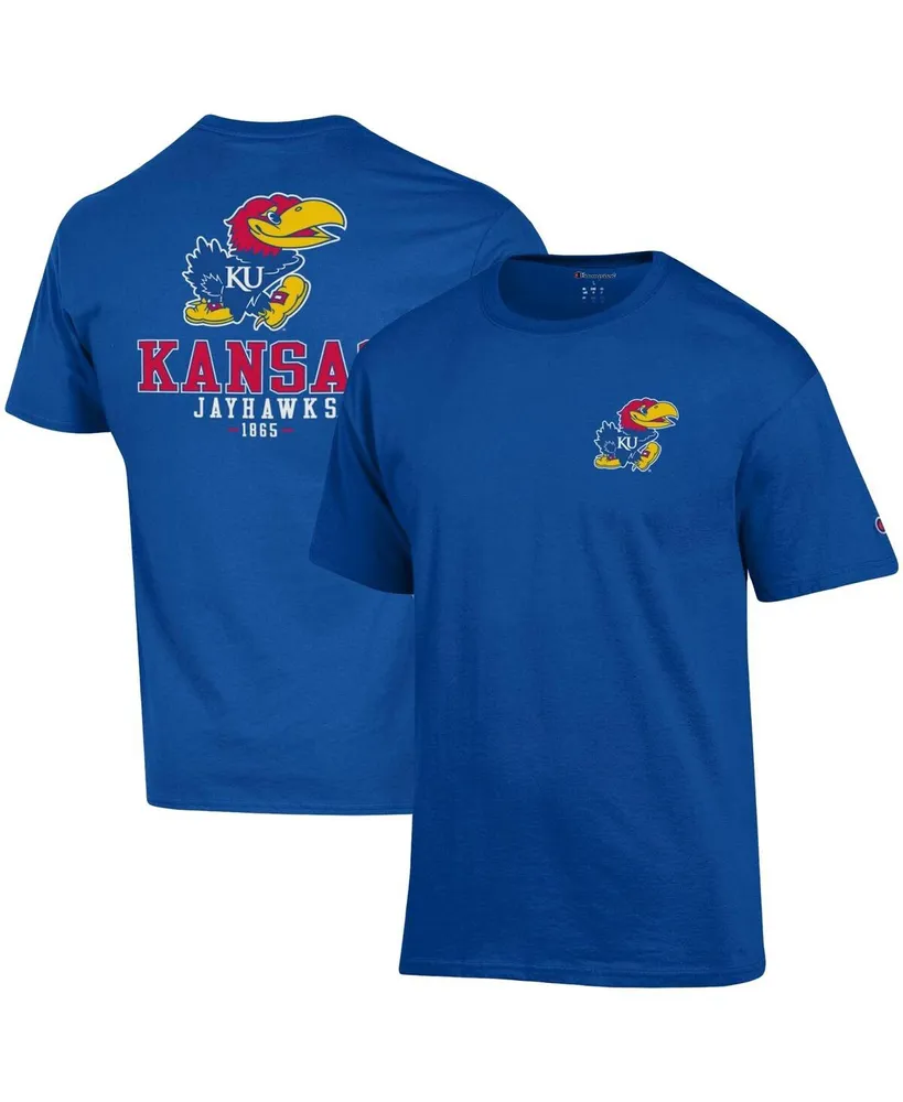 Men's Champion Royal Kansas Jayhawks Stack 2-Hit T-shirt