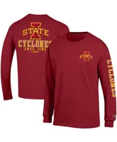 Men's Champion Cardinal Iowa State Cyclones Team Stack Long Sleeve T-shirt