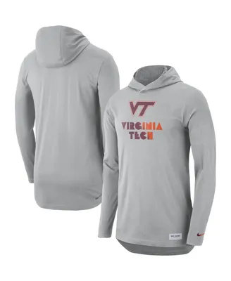 Men's Nike Gray Virginia Tech Hokies Campus Performance Hoodie Long Sleeve T-shirt