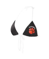 Women's G-iii 4Her by Carl Banks Black Clemson Tigers Perfect Match Bikini Top