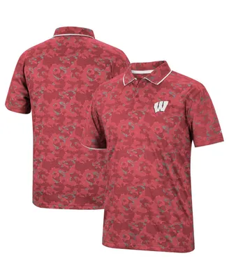 Men's Colosseum Red Wisconsin Badgers Speedman Polo Shirt