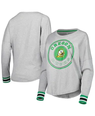Women's Colosseum Heathered Gray Oregon Ducks Andy Long Sleeve T-shirt